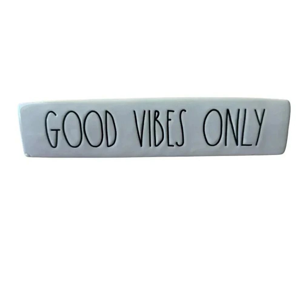 Rae Dunn "Good Vibes Only " Decor Desk Plate Ceramic Porcelain Office